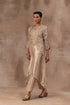Beige gold tissue tunic set with inner blouse and pant